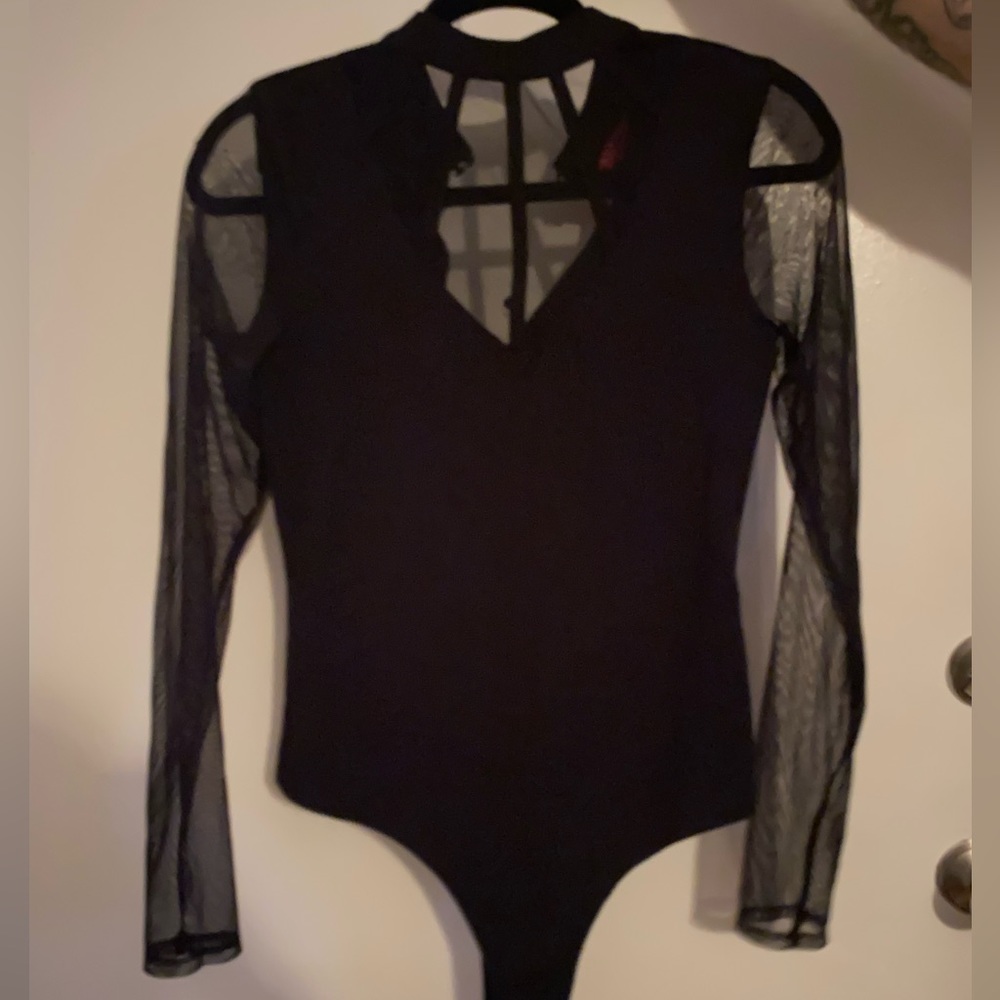 Guess Black Sheer Bodysuit Size Medium